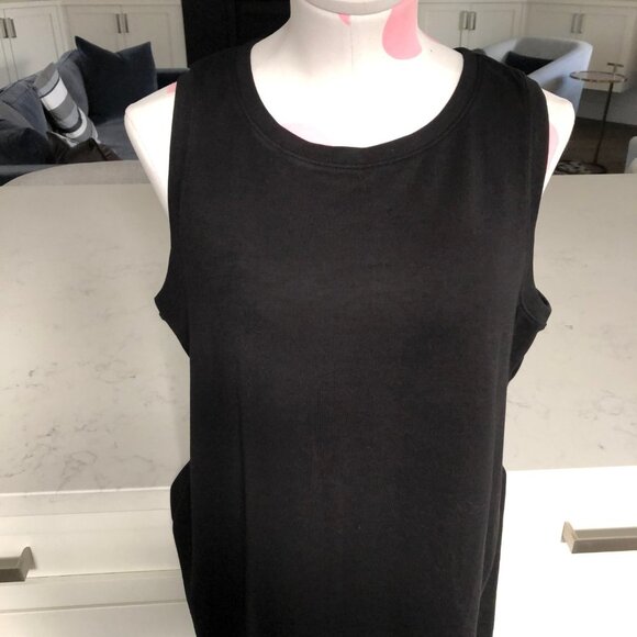 GAIAM Casual Activewear Rayon Poly Slvless Scoop Neck Midi Dress Black Sz L NWT - Picture 3 of 11